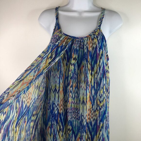 Bisou Bisou Sleeveless Multicolor Lined Overlay Dress Size 4 - Picture 2 of 10